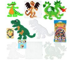 HAMA Bügelperlen-Bastel-Set midi-Stift-Platten-Set midi Krokodil + Drache+ Dinosaurier + großes Quadrat + Bügelperlen #18