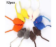 Bluelves Katzenspielzeug Maus, Spielzeugmäuse mit Glocke,12 Stück Maus Katzenminze, Spielzeug Katze Maus Toys, Fellmäuse klein plüschmaus, Interaktives Mouse Spielmaus für Katzen