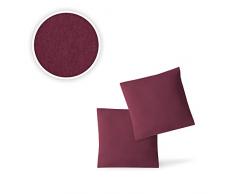 Kissenbezug Sofakissen-Bezug Zier.-Dekokissen-Hülle Chouchkissen-Überzug 2er Set Sparpack Kissenhüllen mit Reißverschluss in 10 Farben hochwertige Jersey Qualität 100% Baumwolle 40x40 cm bordeaux