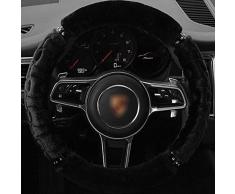 IENPAJNEPQN Neue Art und Weise Auto Lenkradbezug Fluffy weiche Größe kurzes Plüsch-Auto for Braid Lenkrad Fall Warm (Color : Black)