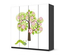 Designfolie IKEA Pax Schrank 201 cm Höhe - 4 Türen selbstklebend Design Blooming Tree (Kids) Dekofolie Selbstklebefolie Kleiderschrank Kinderzimmer