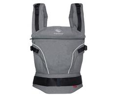 manduca First Babytrage > PureCotton Dark Grey < Ergonomische Babytrage I Bio-Baumwolle I Neues Stoff-Finishing (Soft & Fusselfrei) Bauch- Hüft- und Rückentrage für Kinder von 3,5-20kg, grau
