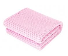 Mikos* Babydecke | Strickdecke | Ideal als Erstlingsdecke | Kuscheldecke | Kinderwagendecke 100x90cm (1004) (Rosa)