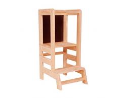 MEOWBABY Lernturm für Baby Mit Einer Tafel Kinder Lernstuhl Made in EU Montessori Küchenhelfer Naturholz Learning Tower