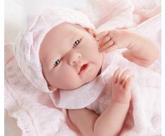 Berenguer Baby-Puppe in rosa Strickstrampler mit Decke, Vinyl, Mädchen