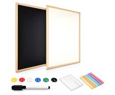 Navaris 2in1 Magnet Tafel Whiteboard - 60x40 cm Kreidetafel Memoboard magnetische Seiten - Magnetwand zum Wenden mit Magneten Kreide Stift Halterung