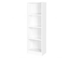 VASAGLE Bücherregal mit 4 Fächern, verstellbare Einlegeböden, Aktenregal für Wohnzimmer, Kinderzimmer und Home Office, 40 x 121,5 x 24 cm (B x H x T), weiß LBC104W