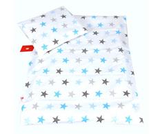 BABYLUX 2 tlg. Set Bezug für Kinderwagen Stubenwagen oder Wiege Garnitur Bettwäsche Kissen Decke 60 x 78 cm (94. Sterne Blau)