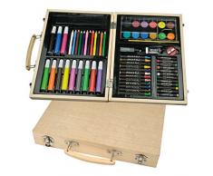 Malkoffer PAINT BOX 66 mit 11 Utensilien - 66-teiliges Malset für Schule und Co.: Der kompakte Malkasten im praktischen Holzkoffer!