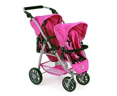 Bayer Chic 2000 689 48 - Tandem-Buggy Vario, Zwillingspuppenwagen für Puppen bis ca. 50 cm, Pinky Balls