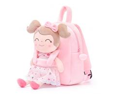 Gloveleya Kinderrucksack Kleinkindrucksäcke Personalisierte Cartoonrucksack Baby Girl Travel Use - Spring Girls Rucksack mit unabhängiger Puppe - Erdbeere 23CM