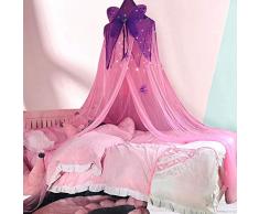 GYPPG Baldachin Mädchen Zimmer Lesung Runde Kuppel Schmetterling Spielbett Leichtes Netz Krippe Netz Kinder Moskitonetz Hung Prinzessin Bett Baldachin-Pink Lila