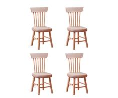HEALLILY 4Pcs Holzstuhl Handwerk Holzmöbel Set Holzpuppenhaus Miniatur für DIY Kinder Puppenhaus Dekor