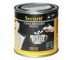 Securit Tafellack, wasserbasierende schwarze Acryl Tafelfarbe mit Kreide und Kreidestiften bemalbar, witterungsbeständig, Dose mit 250 ml ausreichend für ca. 3 qm