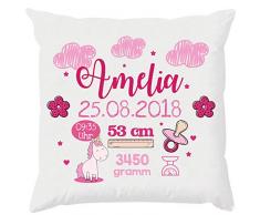 EZYshirt Personalisiertes Kissen als Glückwunsch zur Geburt | Geschenke zur Geburt | Babygeschenk für Jungen und Mädchen