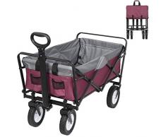 EUGAD Bollerwagen faltbar klappbar Transportkarre Handwagen mit 4 Rollen für Camping Einkaufen belastbar bis 80kg, Lila