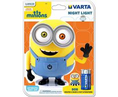 Varta LED Bob Minions Nachtlicht, inkl. 3x Longlife Power AA Batterie Taschenlampe Orientierungslicht Nachtlampe Stimmungslicht für Schlafzimmer Kinderzimmer mit Touch-Sensor und Auto-Abschaltfunktion