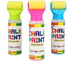 com-four® 3X Kreideroller Kreidemarker zum Malen und Beschriften - Straßenkreide für Kinder - abwaschbar (3 Stück - Kreideroller)