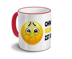 Tasse mit Namen Kuscheltiger - Motiv Ohne Kuscheltiger ist alles Blöd! - Namenstasse, Kaffeebecher, Mug, Becher, Kaffeetasse - Farbe Rot