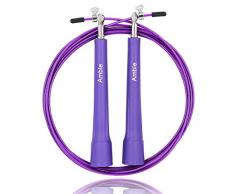 Amble Springseil Einstellbar Speed Rope für MMA, Crossfit, Boxen und HIIT inklusive 2 Seile (3 m, Lila)