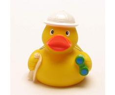 DUCKSHOP I Badeente Weltenbummler I Quietscheente I L: 7,5 cm I inkl. Badeenten-Schlüsselanhänger im Set
