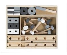 roba Holzbaukasten, 48-teiliges Kinder-Baukasten-Set, Konstruktionsspielzeug- & Werkzeug, mehrfarbig