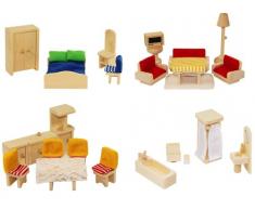 Freda Bezüge Hussen Kissen zum Möbelset für Puppenhaus Freda Holz 28 Teile