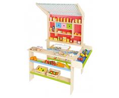 Kinder-Kaufladen aus Holz mit Markise (OHNE Zubehör!) / Maße: 72 x 68 x 105 cm, Thekenhöhe 52 cm / Hergestellt in Deutschland! / ab 3 Jahre