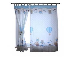 TupTam Kinderzimmer Vorhäng mit Schleifen 2er Set, Farbe: Eulen 2 Blau, Größe: ca. 155x95 cm