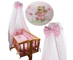 8 tlg. Baby Ausstattung Set für Schaukelwiege Wiege Babywiege Wiege-Garnitur Bettset Beistellbett (Rosa)