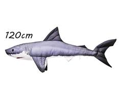 Gaby Kissen Kuscheltier Fisch Stofftier Plüschtier Plüschfisch Geschenkidee TOP! (Weiße Hai 120cm)