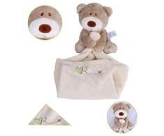 YeahiBaby Schnuffeltuch Bär Form Schmusetuch für Baby Neugeborenen Plüschtiere Decke (Weiß)