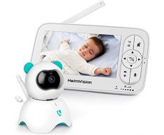 HeimVision Babyphone mit Kamera, 5 Zoll LCD Baby Monitor, HD 720P Video, Zwei Wege Audio, Temperatur und akustischer Alarm, Nachtsicht, Schlaflied, 110 ° Weitwinkel, bis zu 300m Reichweite