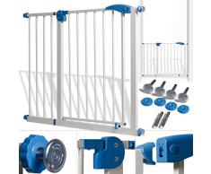 KIDIZ® Türschutzgitter Absperrgitter Treppengitter Kindergitter | Gitter Haustier | ohne Bohren | beidseitig schwenkbar, Farbe: Weiß, Größe: 102-115 cm