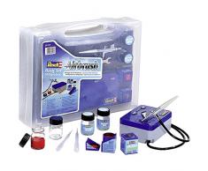 Revell 39199 Airbrush Basic Set im praktischen Koffer mit Spritzpistole, Kompressor und weiterem Zubehör Mal-und Bastelzubehör, blau