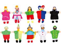 Small Foot 2951 Handpuppen Holz, für Märchen und Kasperle Theater, handgearbeitet und handbemalt, 10er Set