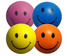Stressballs 4 x Stressball Mischfarbe – Antistressball Gelb, Rosa, Blau und Orange