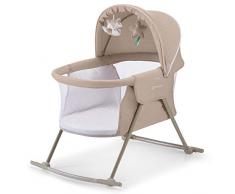 Kinderkraft Kinderbett 3 in 1 LOVI, Kinderreisebett, Stubenwagen, Babywiege, Baby Wippe, Zusammenklappbar, Einfach Transport, mit Zubehör, Tasche, Moskitonetz,von Geburt bis 9 kg, Beige