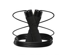 Relaxdays Unisex – Erwachsene Relaxday Springseil, Profi Sprungseil mit Kugellager, Griffe mit Zusatzgewichten, Boxen & Fitness, schwarz, 1 Stück