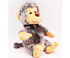 Eddy Toys AFFE-Kuscheltier ca. 27cm Sitzend Stofftier Plüschaffe weich mit Schal Schimpanse-Plüschtier (Braun)