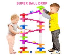 Super Kugelbahn Mit Doppelter Fallbrücke und Abstandhaltern für Hohe und Stabilere Bauwerke für Fortgeschrittene Babys Kleinkinder und Vorschulkinder im Alter von 10 Monaten bis zu Erwachsenen