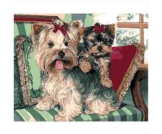 QAZZSF Hund Ölgemälde Room Decor Painting Für Wohnzimmer Ölgemälde Bild Von Zahlen Drawing by Numbers Hunde Ausmalbilder Frameless 40X50CM