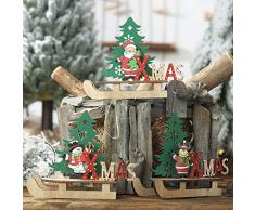 Homeofying Weihnachten Holzschlitten Santa Schneemann Elch Baum Anhänger Xmas Home Party Decor Weihnachten Tischdekoration *Schneemann*
