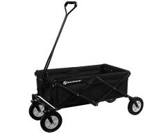 SONGMICS Bollerwagen, Gartenwagen, Handwagen, 97 Liter, mit Griff, mit 4 verstärkten Rädern, 2 Dieser Räder um 360° drehbar, bis 80 kg belastbar, klappbar, Outdoor, Garten, Ausflüge, schwarz GHT03BK