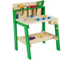 Leo & Emma - Spielwerkbank aus Holz Grün, 30tlg Werkbank für kleine Kinder aus Holz - Hochwertig hergestellt und lackiert
