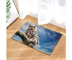gohebe Birds Decor Vintage Eule mit scharfen Augen auf Holzplanken Bad Teppiche rutschhemmend Fußmatte Boden Eingänge Innen vorne Fußmatte Kinder Badematte 39,9x59,9cm Badezimmer Zubehör