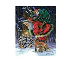 No-brand Malen nach Zahlen Weihnachtsmann trägt Geschenke DIY Ölgemälde für Kinder Erwachsene Anfänger Rahmen Dekoration 40 * 395 cm ohne Rahmen