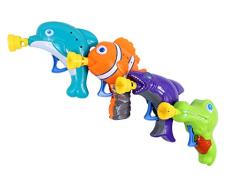 Pullach Hof Seifenblasenpistolen 4er Set inklusive 4X 60ml Seifenlauge Seifenblasen Pistolen Kindergeburtstag Kinder Geburtstag Krokodil Delfin Hai Clownfisch Meerestiere