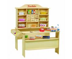 roba Kaufladen, großer Kinder Kaufmannsladen, inkl. Kaufladenzubehör, Holz natur, Verkaufsstand 6 Schubladen, Theke & Seitentheke