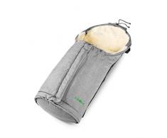 Fellhof 1087 Lammfell Fußsack Sölden, größenverstellbar, bei 30 °C waschbar, OEKO-TEX® Standard 100 zertifiziert, mit patentiertem Magnetverschluss, Rückenteil abzippbar, 40/45x82/94cm (black melange)